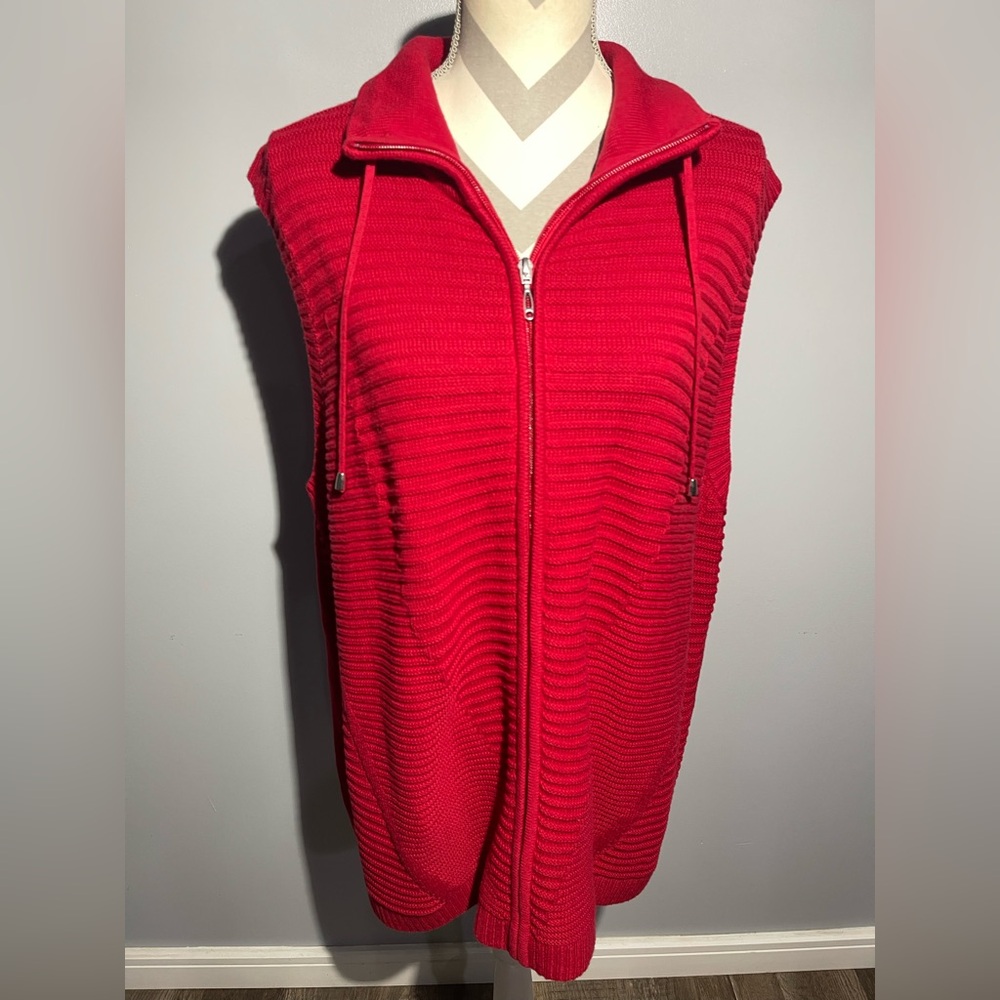 CJ Banks Red Cowl Neck Sweater Vest